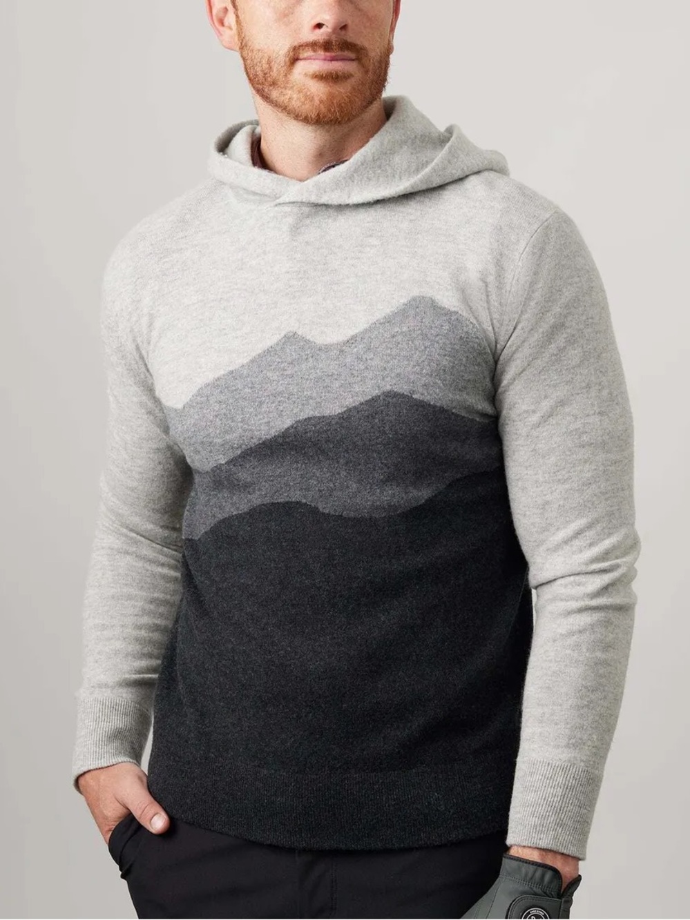 NWT ASHER GOLF Sero Cashmere Hoodie Mountainscape S